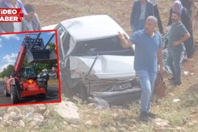 Viranşehir’de iş makinesiyle çarpışan araç şarampole uçtu!